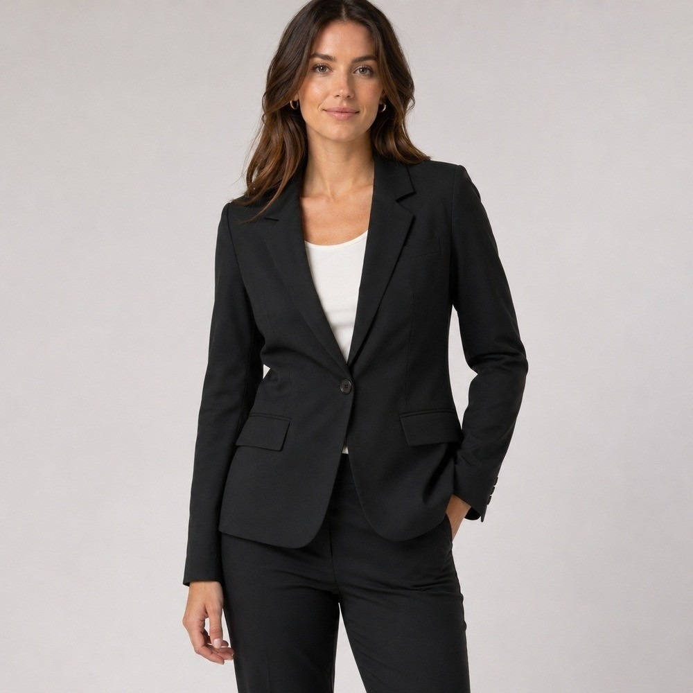Theory Gabe N Edition Blazer Black Virgin Wool Tailored Jacket Womens Sz 10